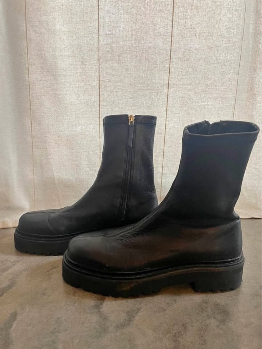 Black Suede Studio black leather boots